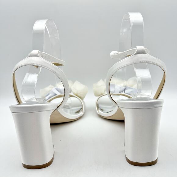 Badgley Mischka Womens Carli Heeled Sandals US 8 White Tulle Bow EUC - Picture 10 of 14